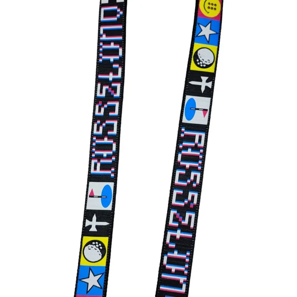 Russeluno Golf Web Belt Smiley Checkerboard Glitch Mens Adjustable Canvas